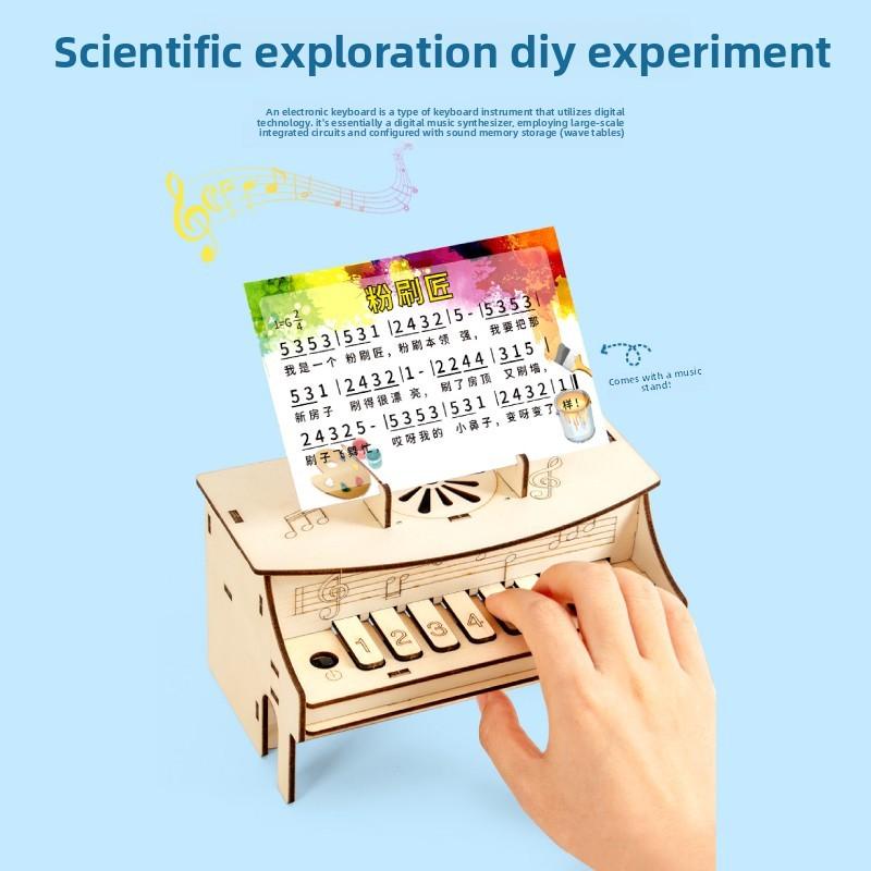 Hand Assembled Wooden Piano Music Box Model Children Puzzle Toy Set For Kids Diy Educational Toy