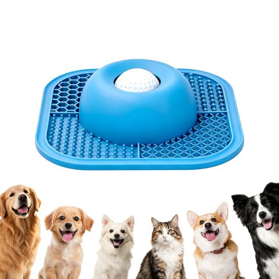 Slow Feeder Dog Bowl with Lick Mat Non-Slip Dog Lick Bowl with Interactive Rolling Ball Silicone Dog Licking Toy for Liquid And Thick Treat Dogs