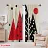 2pcs,2D plane printing Popular Curtains Buffalo Plaid Christmas Trees Snowflakes (1) Versatile Polyester (without rod) Festive