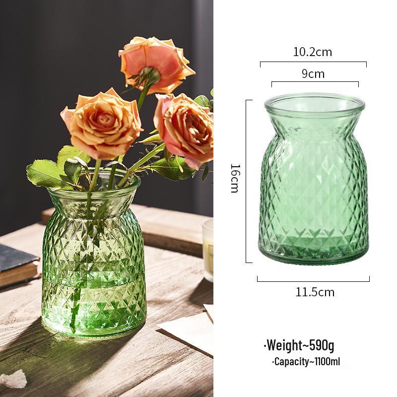 Nordic Cone-Shaped Transparent Glass Vase for Lucky Bamboo and Flowers