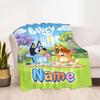Bluey Cat Adventure Customize Your Name Blanket Throw Personalized Blanket Warmthful Decor for Bed Bedding Home Decor Picnics Four Seasons Multipurpos