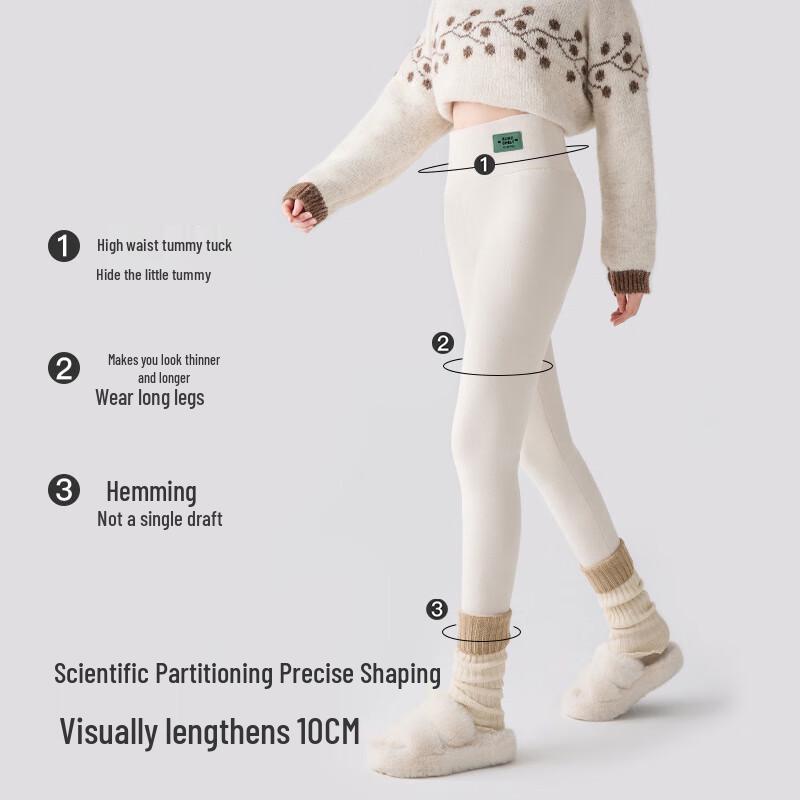 LangSha Women's 500g High-Waist Fleece-Lined Winter Leggings