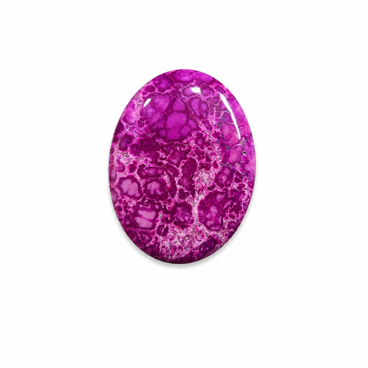 Pink Turquoise Oval Cabochon Gemstone, Vibrant Magenta Turquoise Stone, Loose Cabochon for Jewelry Making, Spiderweb Matrix Gemstone 24x32mm розовый