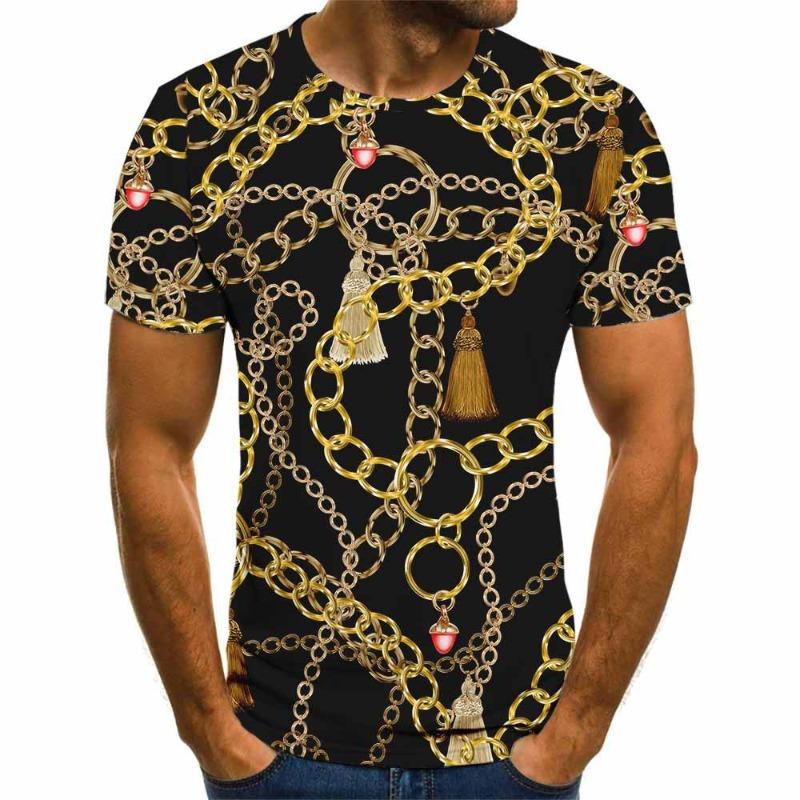Summer Men's Round Neck Short Sleeved T-shirt Street Fashion 3D Digital Printed T-shirt Top