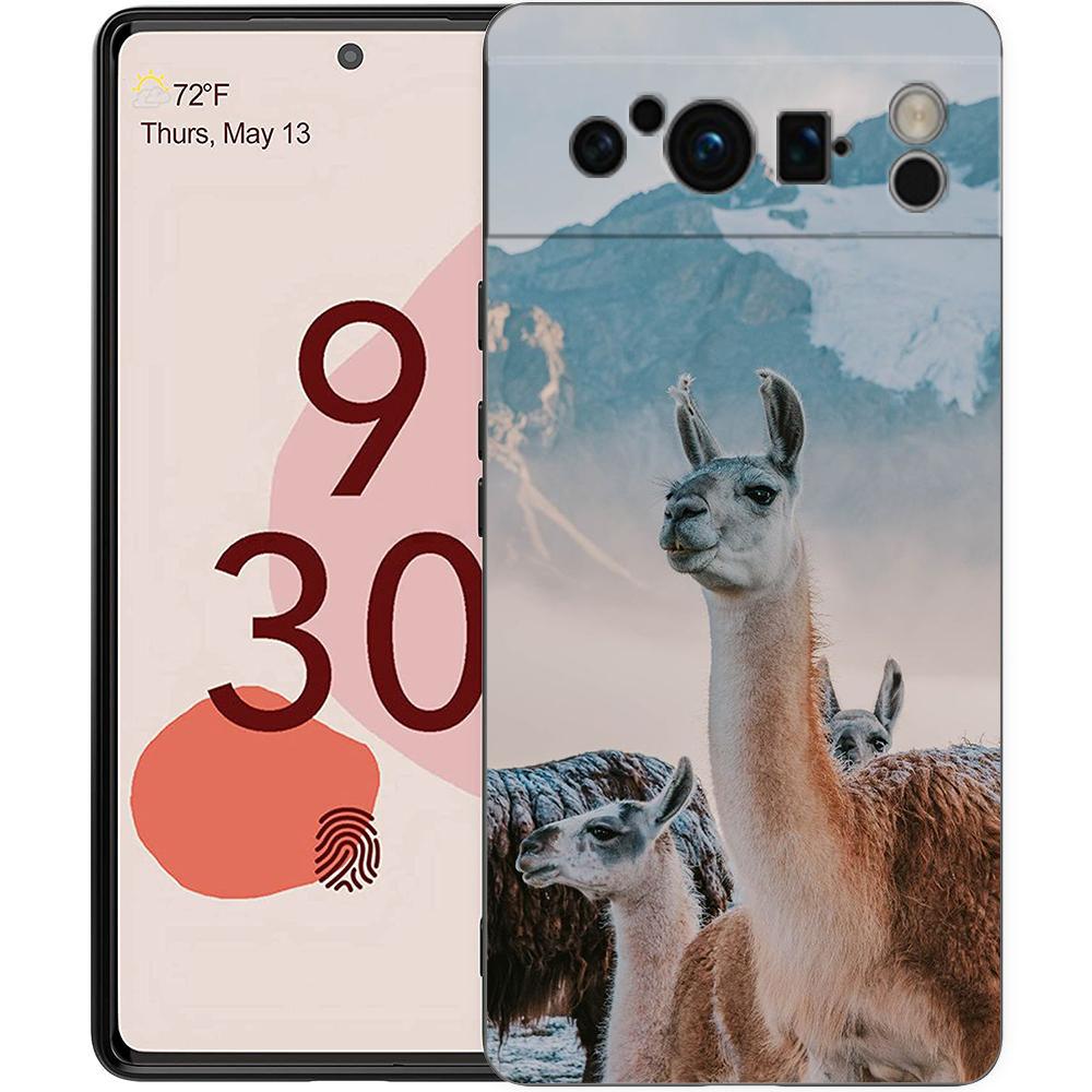 Kawaii Alpaca lovely Phone Case For Google pixel 9 8 7 6 Pro 8A 6A 7A 5G Silicone Shockproof Black Cover Fundas