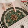 1Pcs Green Mosaic Floral Semi Circle Welcome Doormat Non-Slip for Outdoor Patio Porch Kitchen Bathroom Entryway Floor Mat