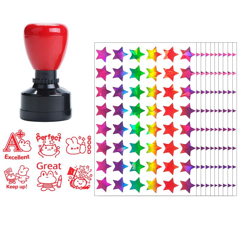 

Teacher Reward Set 10 Sheets/pack Laser Stickers Self-Adhesive 1PC Random Reward Stamp Cute Comments Encourage Praises Seals ZYF