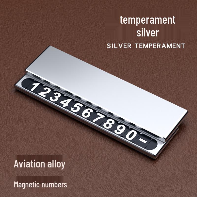 Luxury Temporary Parking Sign with Alloy Phone Number Plate for Car Interiors