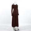 Womens 2-Piece Set Long Sleeve Sweet Top Pleated Midi Skirt Elegant Commute Outfit