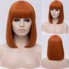 MSIWIGS Two Tones Bobo Cosplay Wigs Women Pink Blue Mixed Straight Wig with Bangs Short Synthetic Hair