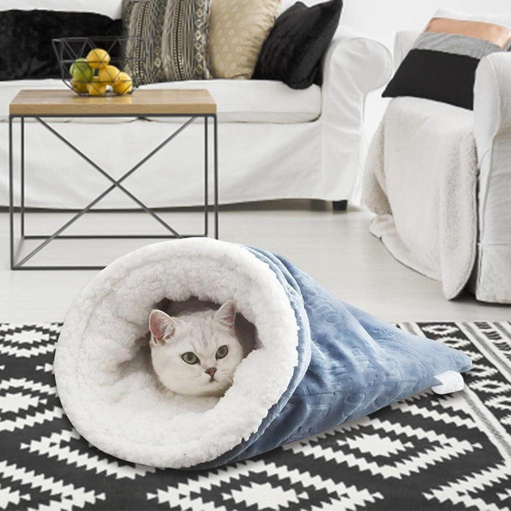 Plush Cat Winter Sleeping Bag - Cozy Small Pet Bed