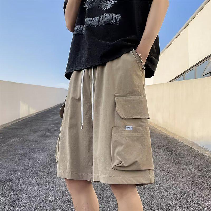Men's Retro Japanese Style Multi-Pocket Wide-Leg Sports Shorts - Hip-Hop Inspired, Loose Fit, Versatile Workwear Style