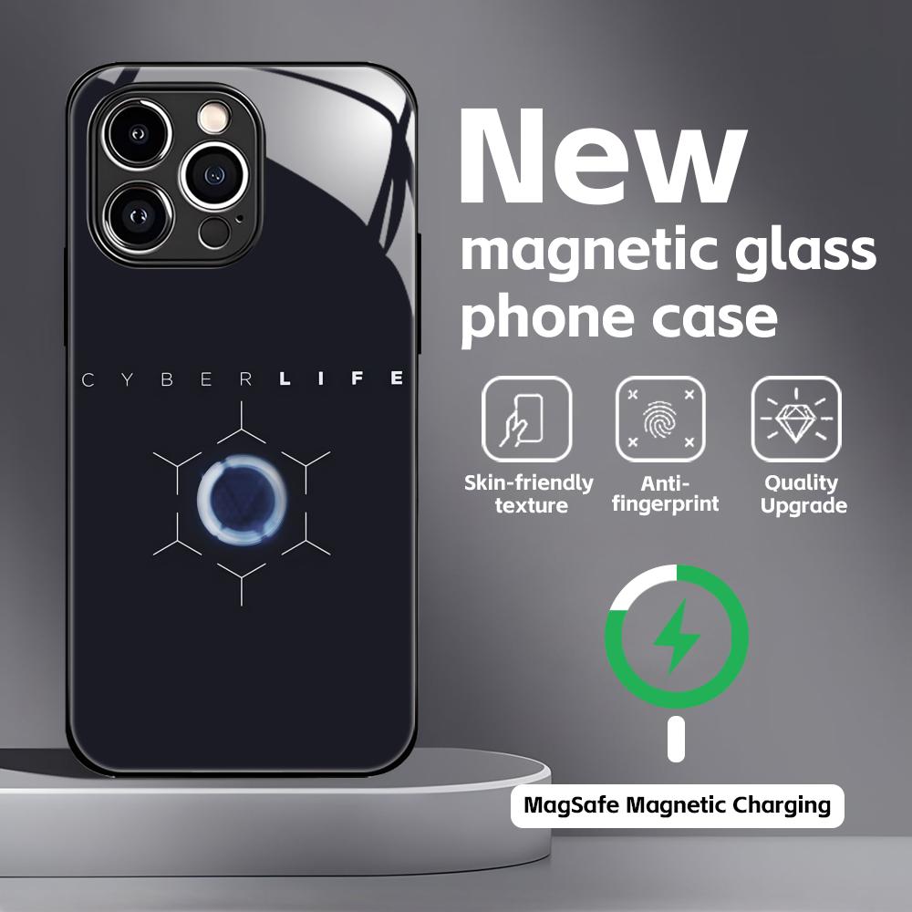 Klassisches Spiel Detroit Become Human Handyhülle Für iPhone17 16 15 14 13 12 11 X XR XS 8 Plus Mini Pro Max Glas Magnetische Hülle