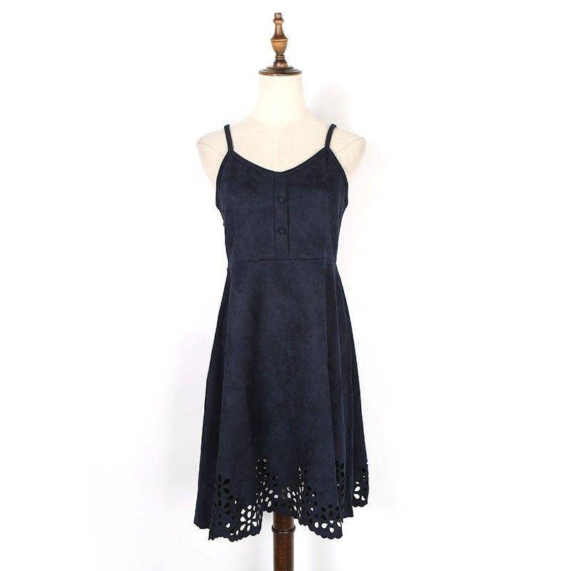 

Off-the-Shoulder 2023 Summer Hepburn Style Sling Dress Navy S