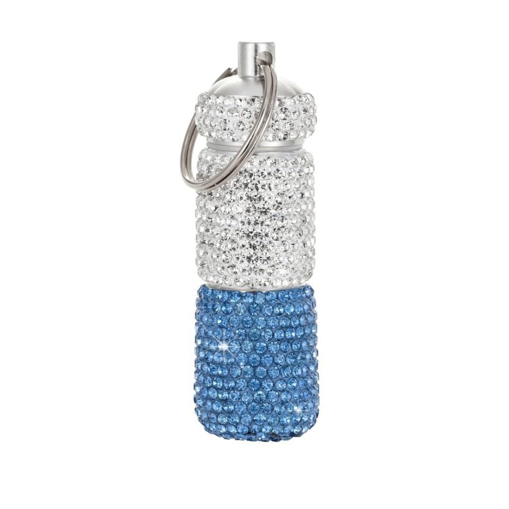 Luxury Rhinestone Bling Pill Case Waterproof with Keychain Cute Storage Box Mini Rhineston Pill Container Outdoor