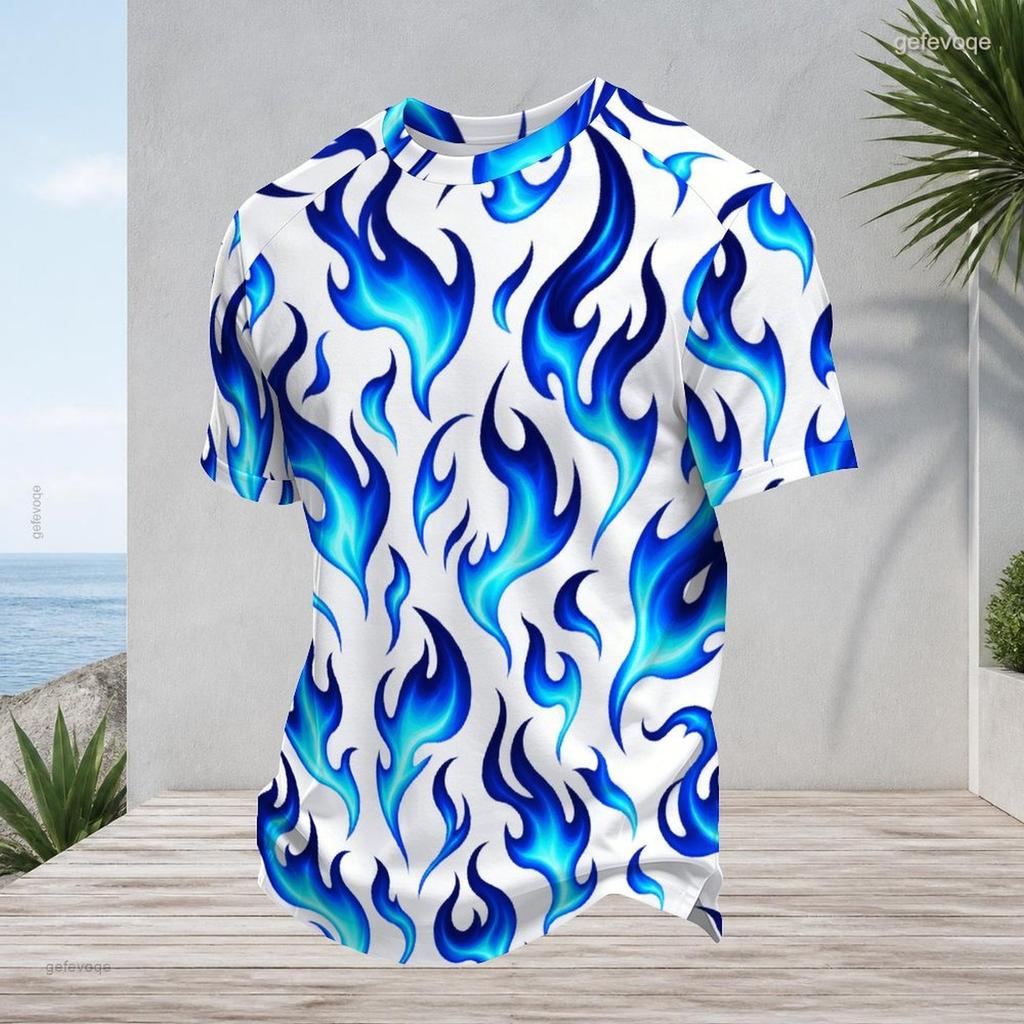 Mens Plus Size Round Neck Raglan Short Sleeve T Shirt Abstract Printed Multicolor