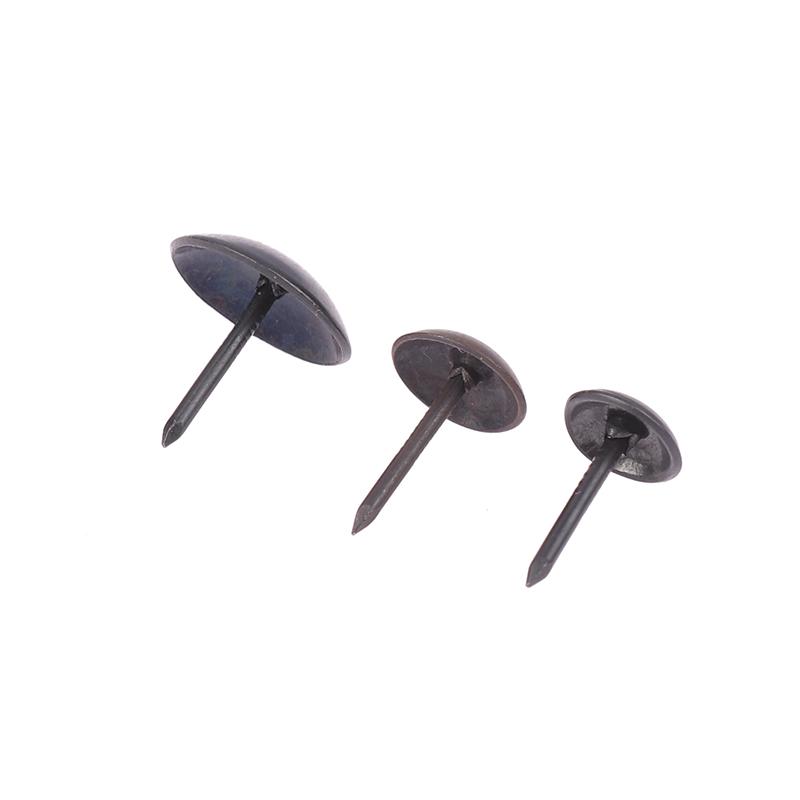 100Pcs Black Round Head Metal Pushpins Upholstery Nails Vintage Tacks Stud Decor