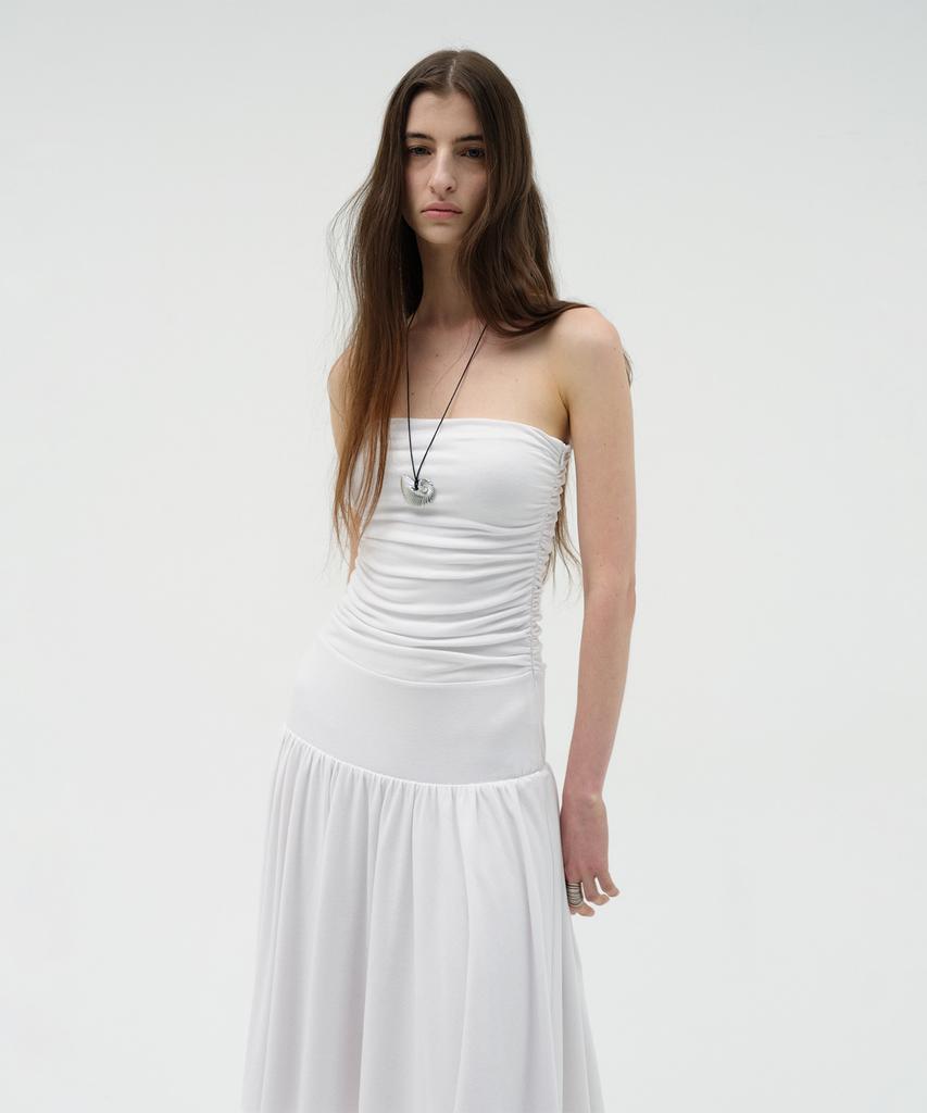 Loutaideu Two-Way Shirring Dress [White]
