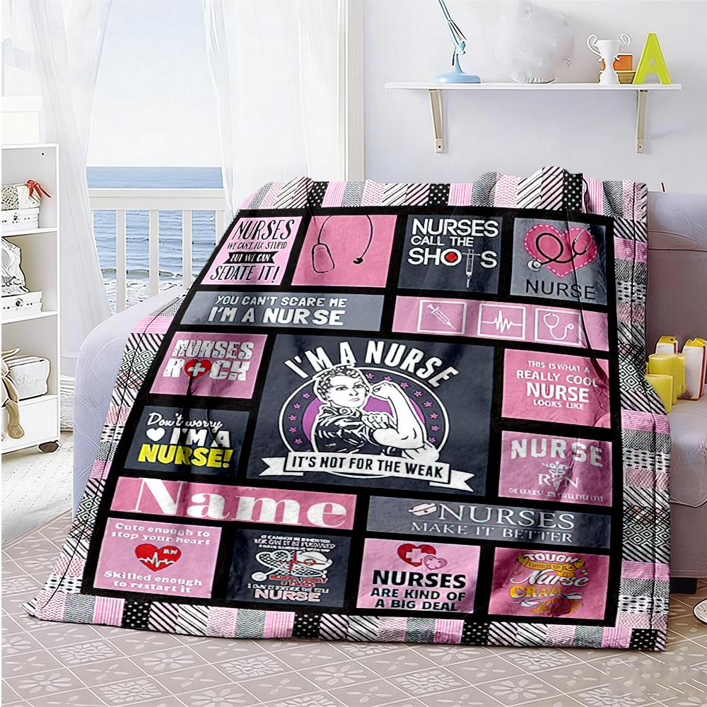 Strong Nurse066 Personalized Text Blanket Cozy Customizable Blanket Warmthful Decor Great for Bed Livingroom Chair Seaside Four Seasons Multipurpose