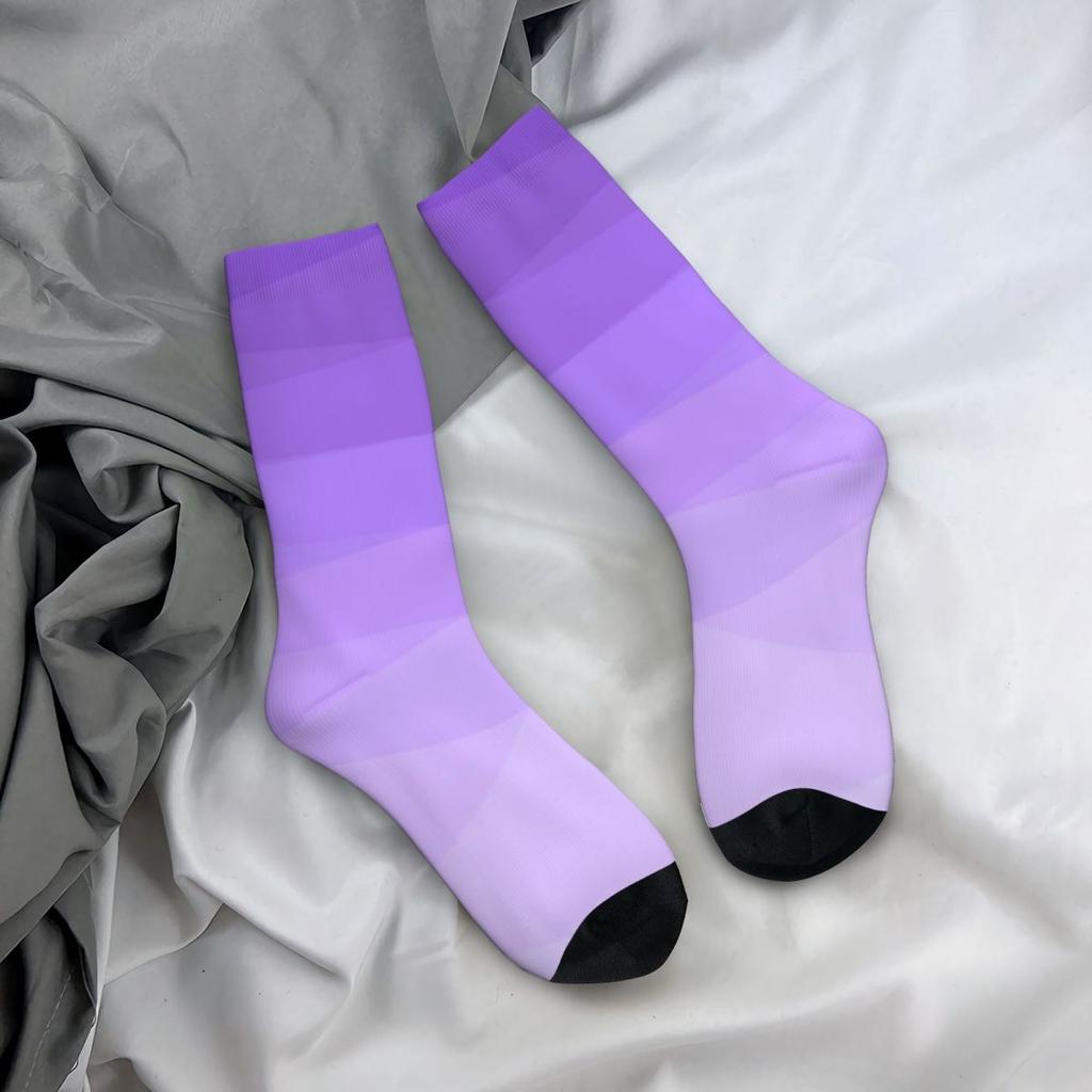 Ombre Polygonal Socks Autumn Gradient Purple Stockings Vintage Couple Medium Soft Socks Custom Outdoor Sports Anti-Slip Socks