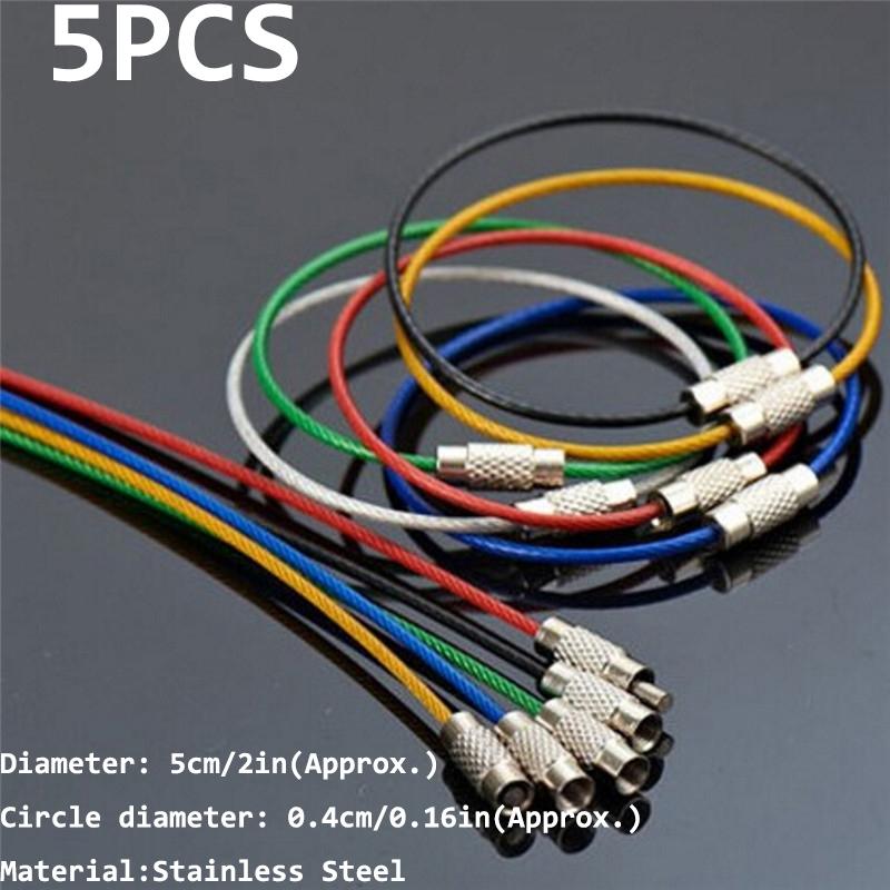 5pcs/10pcs Stainless Steel Key Chain Rings Wire Keychain Cable Rope Key Holder Keyring Tag Rope Tool Parts