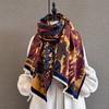 Autumn New Plant Flower Jacquard Scarf Women's Thickened Warm Multi-functional Scarf with Decorative Shawl