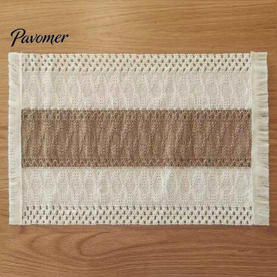 Farmhouse Fabric Placemats Bohemian Fringed Placemat Soft Cotton Linen Vintage Jacquard Machine Washable for Home Dining Table Decoration