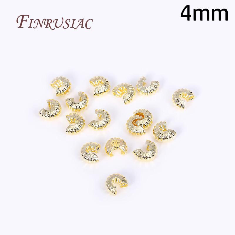 50Pcs/Lot 18K Gold Plated Open Crimp Beads,Round Covers Crimp End Beads,Stopper Beads For DIY Jewelry Making Accessories