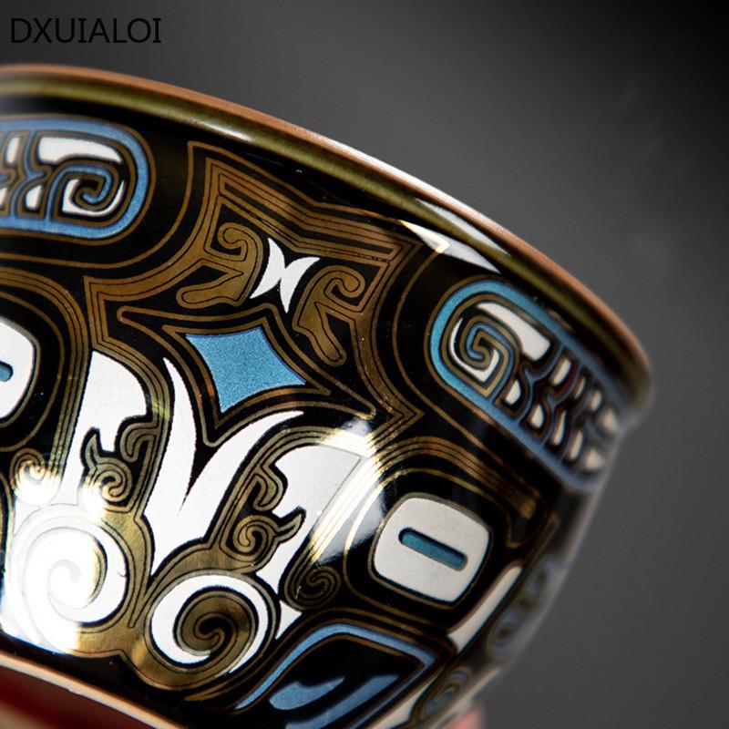 Ceramic master cups Chinese Antique Jinyincuo Enamel Tea Cup Kung Fu tea set single cup Tea cup with gift box High quality Gifts