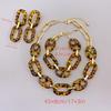 Fashionable Leopard Print Acrylic Amber Colored Necklace Bracelet Earring Set for Women's Daily Wear Jewelry Sets