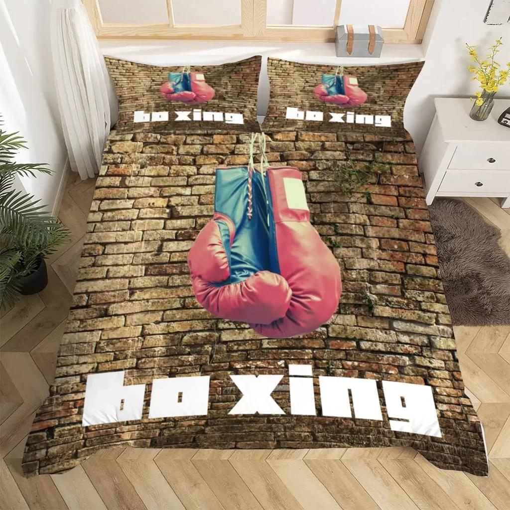 Adult Boxing Duvet Cover Queen Size, Sports Theme Bedding Set Boxing Gloves Duvet Cover, Boxing Pattern Comforter Cover