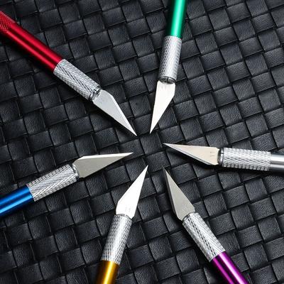 Escultura de entalhe multicolorida, artesanato, cortador de gravura, faca antiderrapante com 1 lâmina de bisturi de metal