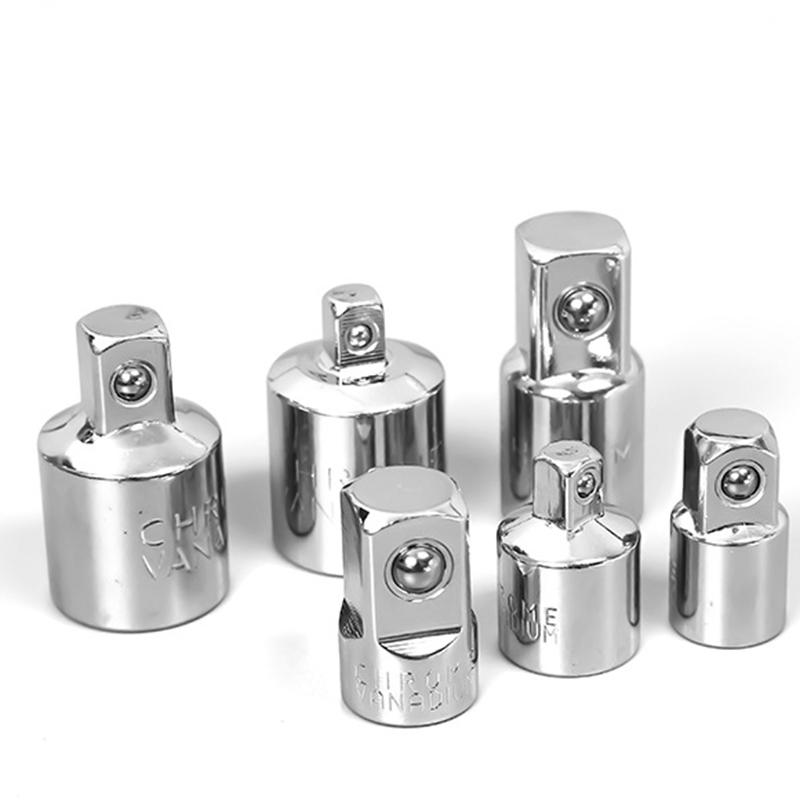 6Pcs Drive Socket Converter Wrench Transform Joint 1/4" 3/8" 1/2" Ratchet Wrench Adapter Chrome Vanadium Sleeve
