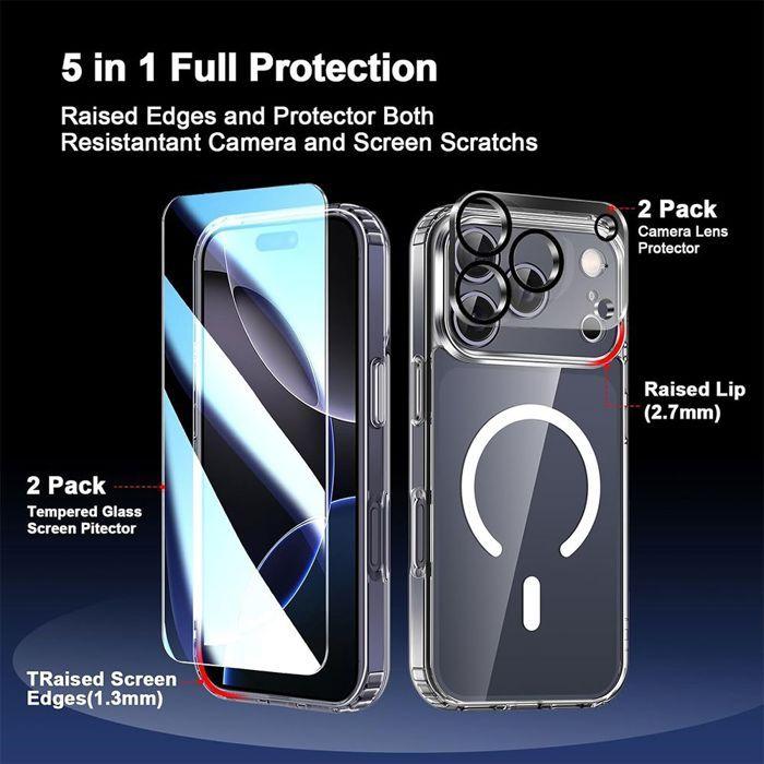 Phone Case - BOOLING - for iPhone 17 Pro - Transparent - Magnetic - Shockproof