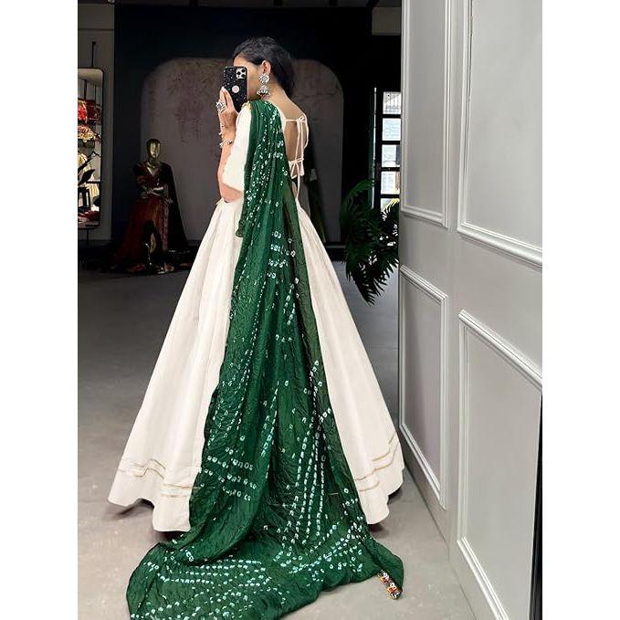 Dámská speciální rayonová bavlněná lehenga s nádechem Gotta Patti Speciální pro Navratri Celá lehenga choli, Nesešitá halenka
