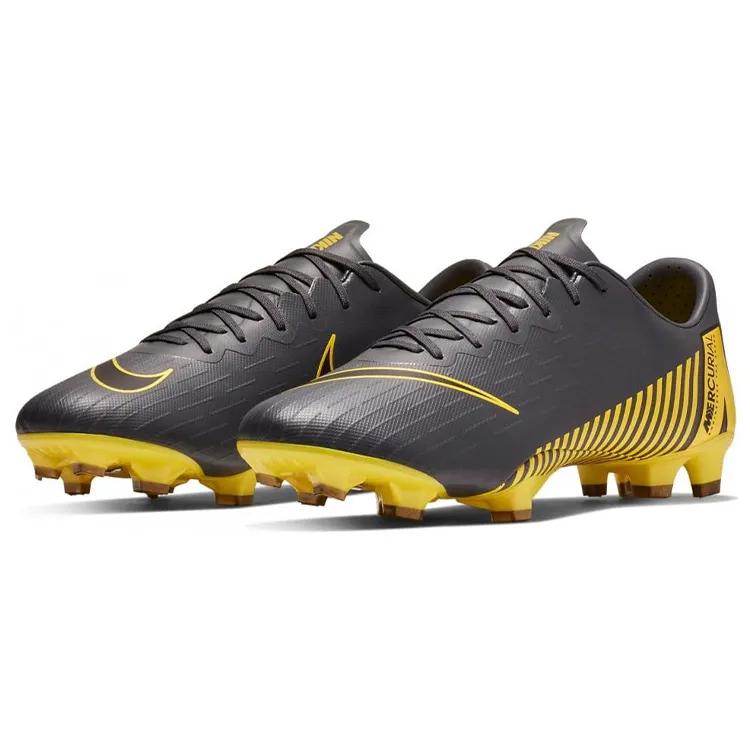 Nike Mercurial Vapor 12 Pro FG 'Dark Grey Yellow' (Unisex) Dark Grey / Black / Yellow Soccer Shoes AH7382 070
