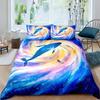 Whale Koi Duvet Cover Set Full Queen SizeSunset Great Sea Wave Bedding SetAnimal Ocean Landscape Japanese Art Comforter Cover