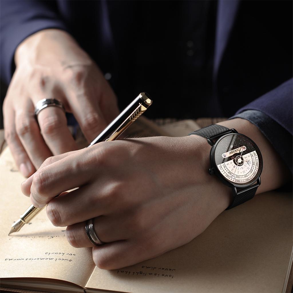 4 STÜCK Luxus Herren Business Uhren Set Mode Mesh Armband Quarz Armbanduhr Für Herren Uhr Reloj Hombre