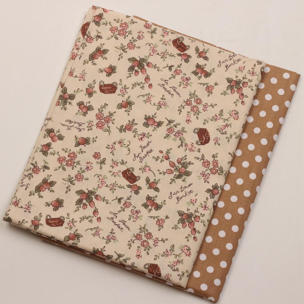 160cm*50cm Twill Pure Cotton Fabric, Countryside Strawberry Flower Print, Handmade DIY Clothing Bedding Fabric