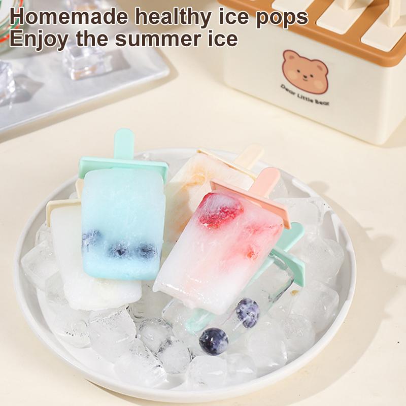 4/8 Gniazd Forma do lodów na patyku z pokrywką Domowe Lody z fasoli Mung Domowe Lody Formy do mrożonych lodów