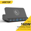 Ueetop 160W USB-Ladestation Kabelloses Laden 65W PD PPS 45W GaN-Ladegerät Schnellladegerät Für Laptop Tablet iPhone 15 Samsung