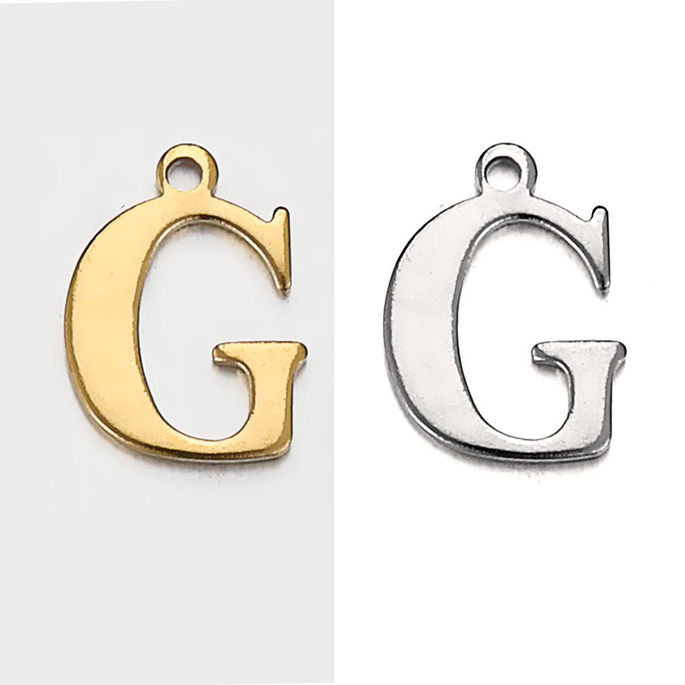 20pcs Stainless Steel Gold Letter Charm Initial Charms Alphabet Beads Pendants Assorted for Bracelet Necklace Jewelry Making DIY