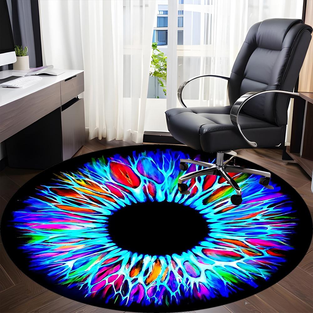 1pc Psychedelic Eye Print Chair Carpet for Office, Round Non Slip Durable Large Size Office Carpet, Suitable for Office