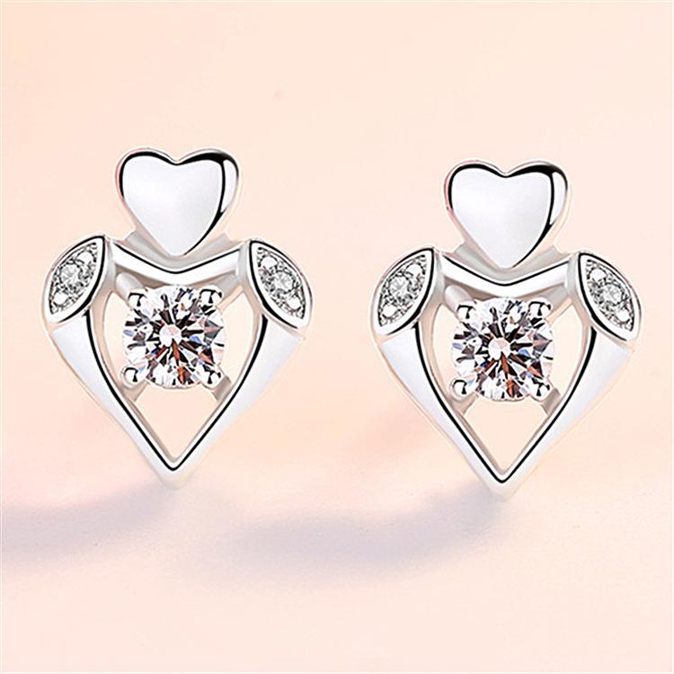 925 Sterling Silver Female Luxury Crystal Round Stud Earrings Vintage Wedding Jewelry White Zircon Stone Earrings New Nice