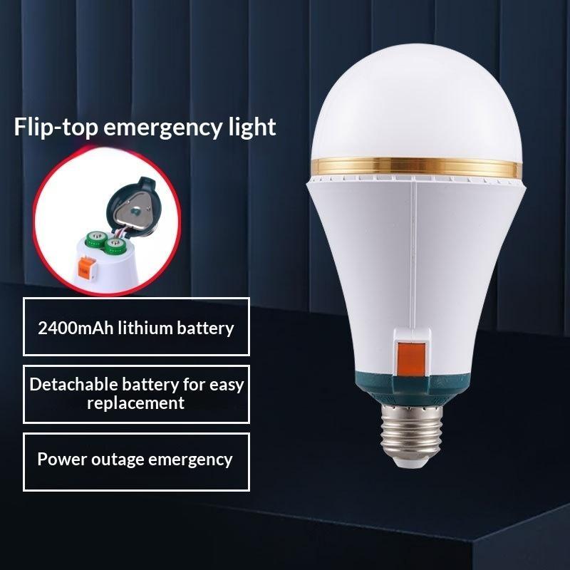 1Pcs E27 15W Energy Saving 18650 Battery Outdoor Lamp Led Automatic Charging Emergency Bulb Home Power Failure Backup Light