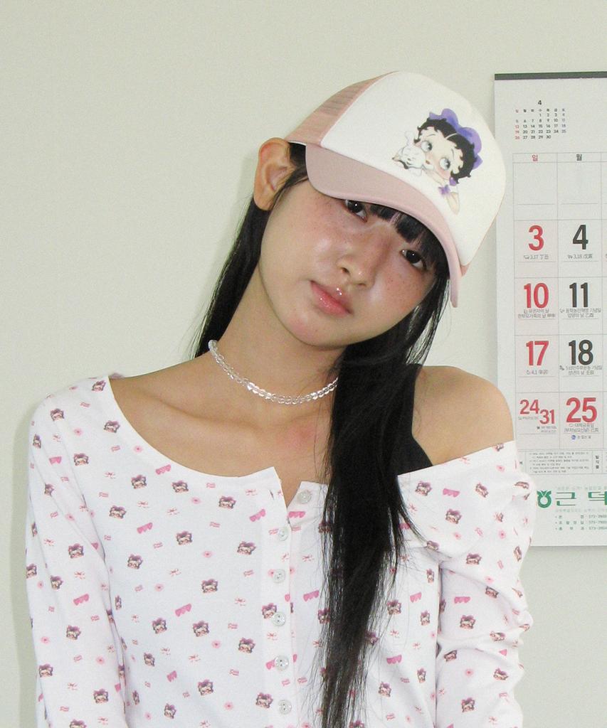 RONRON Betty Boop Ribbon Mesh Ball Cap Pink