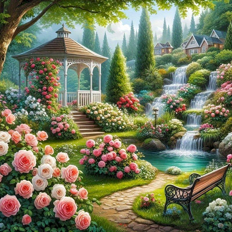 

CHENISTORY Full Square Diamond Painting Enchanted Garden Handicrafts Diamond Cross Stitch Embroidery Mosaic Needlework Decor For Full Round 25x25cm зелёный