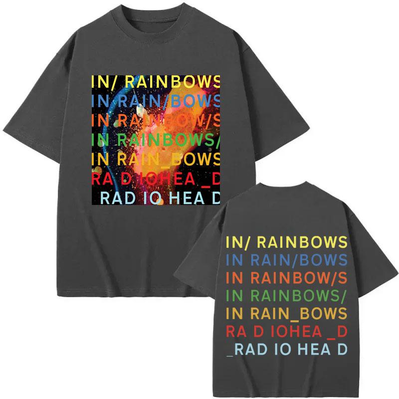Rock Grupė Radiohead in Rainbows Album Merch Marškinėliai Vyrams Moterims Drabužiai Y2k Mada Marškinėliai Vasariniai Kasdieniai Laisvi Medvilniniai Marškinėliai