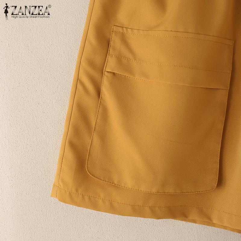 ZANZEA Womens Summer Elastic Waist Loose Casual Shorts