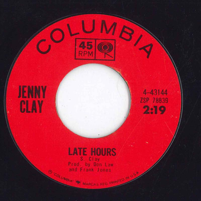 

7inch Record JENNY CLAY Late Hours 443144 COLUMBIA US Folk Used